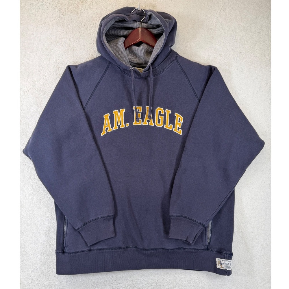 American Eagle Outfitters Athletics Hoodie XL Navy Blue Vintage Inspired Waffle